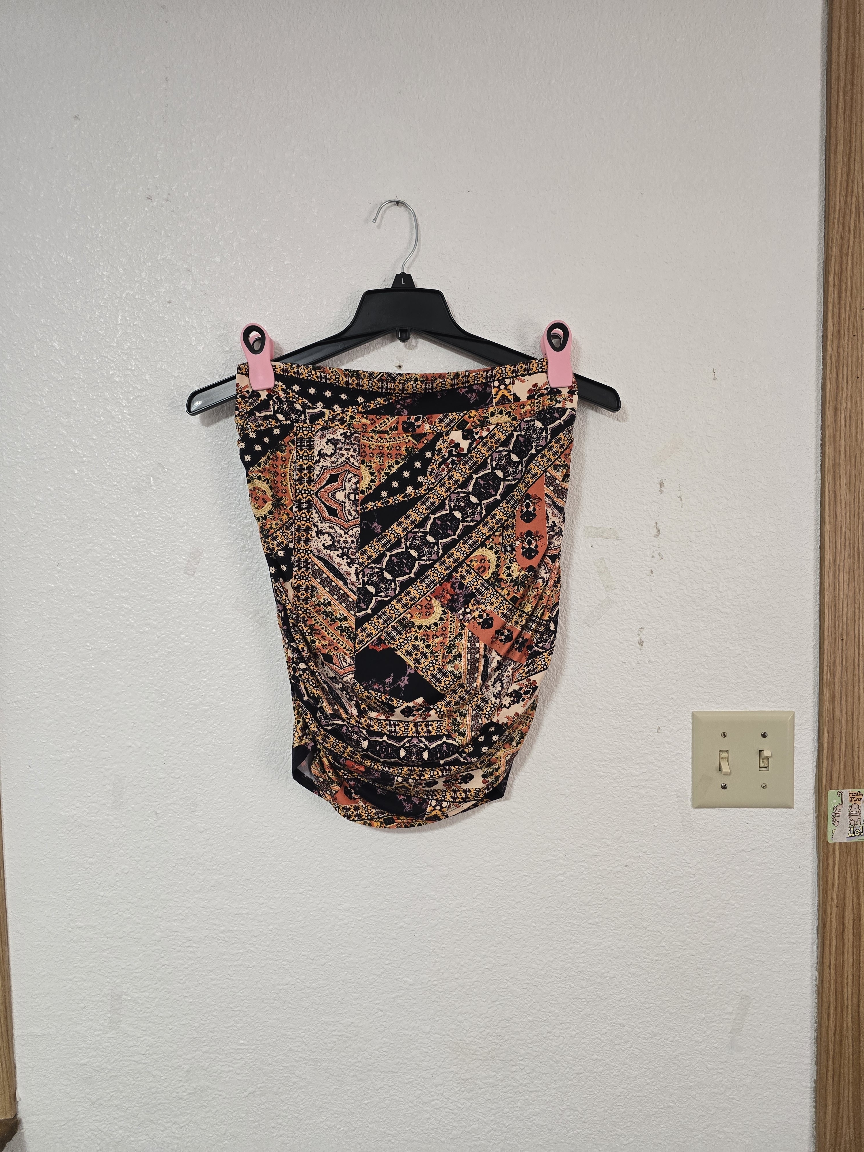 Free People Black Multi-Color Printed Mini Skirt